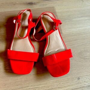 Womens Kitten Heel Coral Sandals